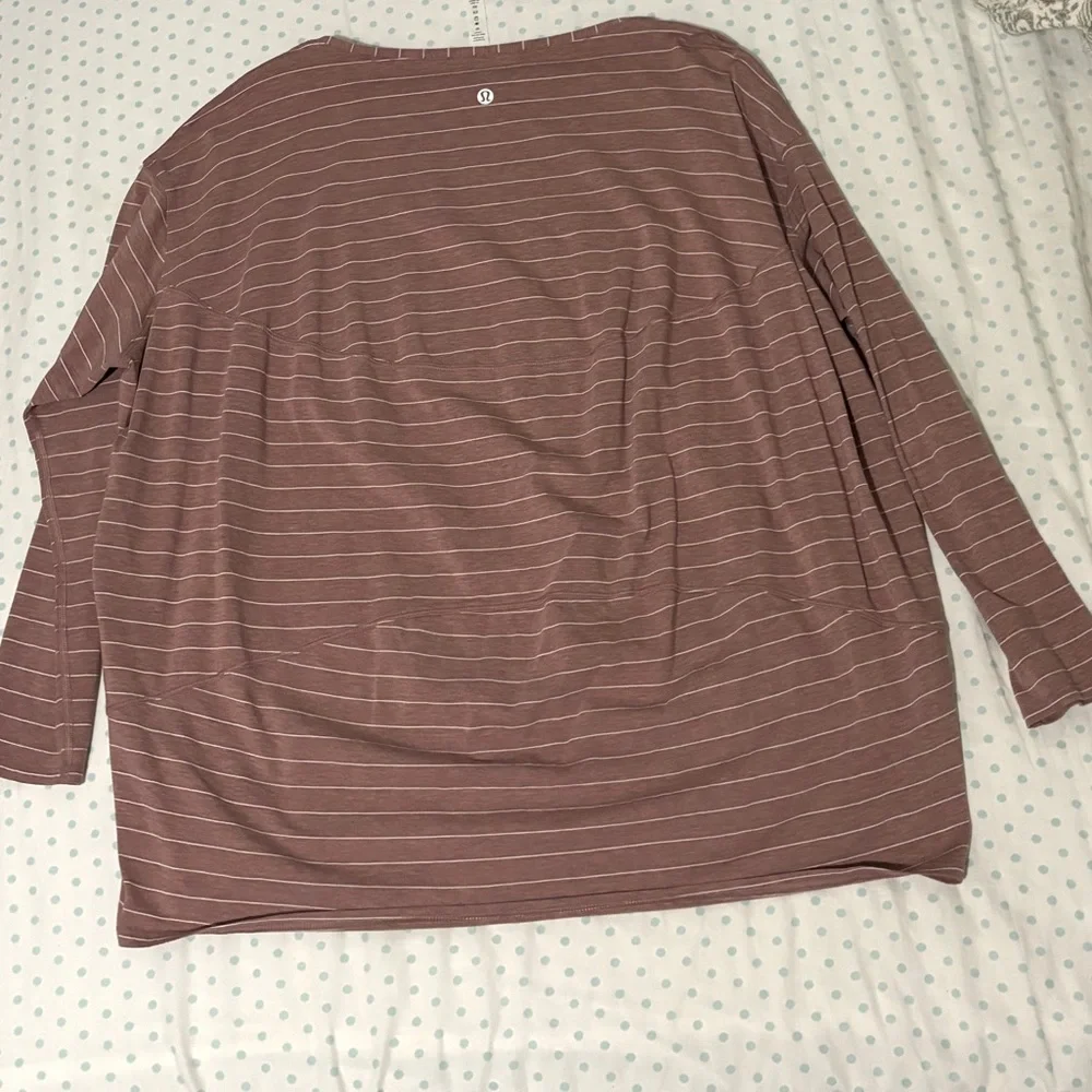 Lululemon Back in Action Long Sleeve Striped Mauve/Pink Top